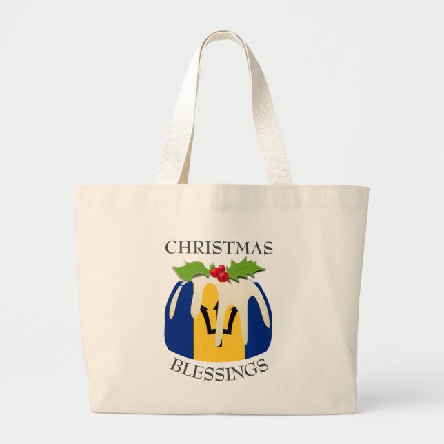 Grand Tote Bag DRAPEAU DE BOIS DE Noël BARBADOS (Devant)