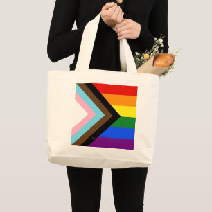 Grand Tote Bag Drapeau de fierté Progress de SlipperyJoe six band