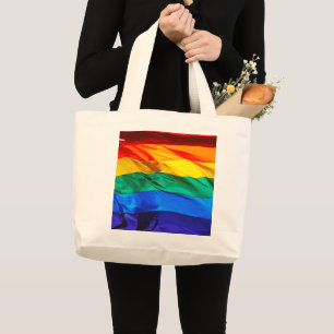 Grand Tote Bag Drapeau de la fierté gay de SlipperyJoe's flottant