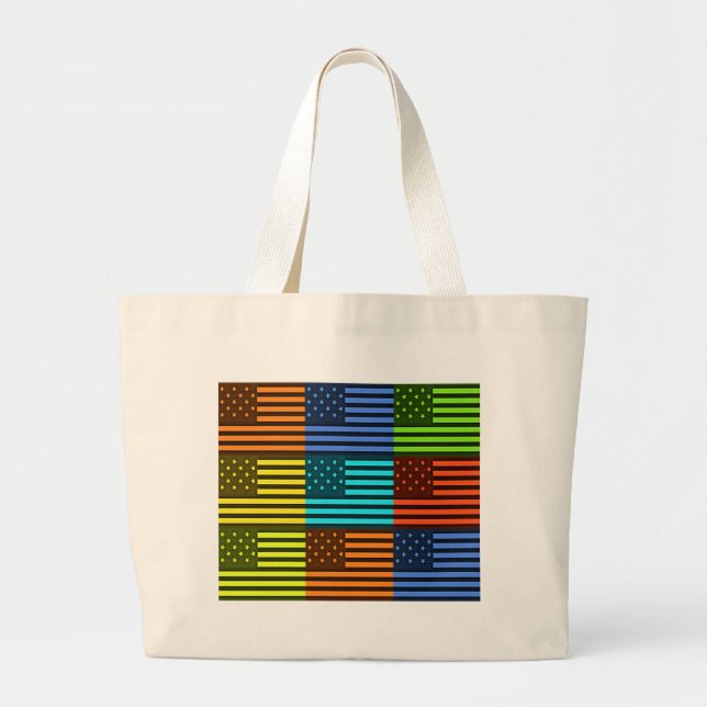 Grand Tote Bag Drapeau drôle USA (Devant)
