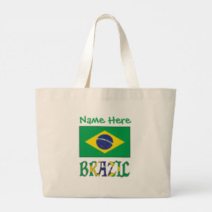 Grand Tote Bag Drapeau du Brésil Patrimoine Personnalisé