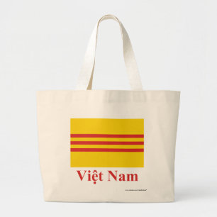 Grand Tote Bag Drapeau du Vietnam du Sud avec le nom dans le