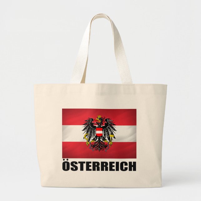 Grand Tote Bag Drapeau et armoiries de l'Autriche (Devant)
