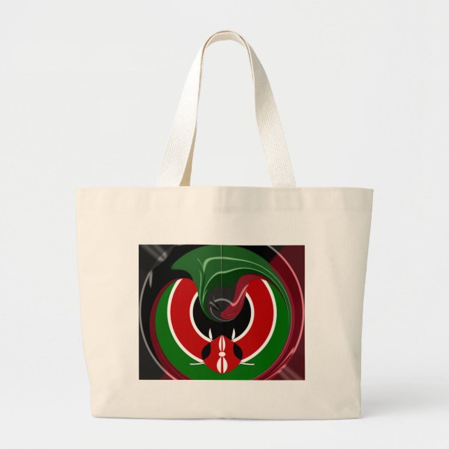 Grand Tote Bag Drapeau Fluid Kenyan : Un design moderne (Devant)