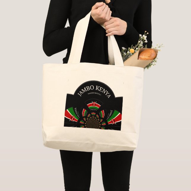 Grand Tote Bag Drapeau kényan inspiré Jambo Welcome Design Art (Devant (produit))