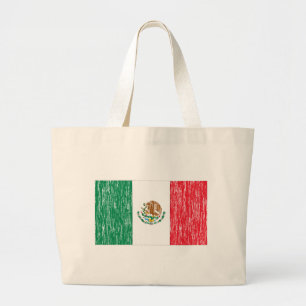 Grand Tote Bag Drapeau mexicain affligé