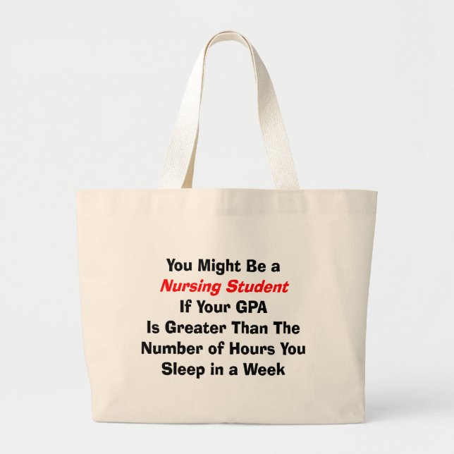 Grand Tote Bag Drôle cadeau d'étudiant en soins infirmiers (Devant)