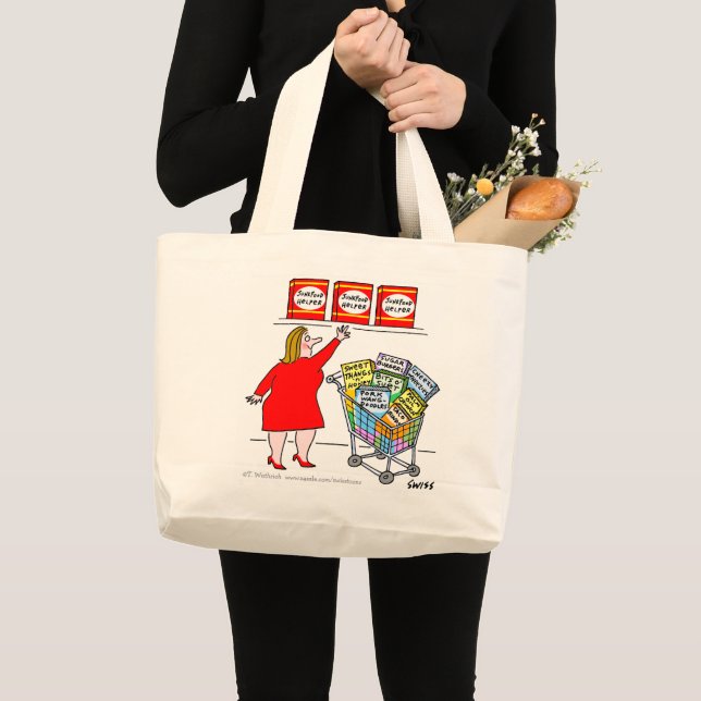 Grand Tote Bag Drôle Dieter au supermarché Cartoon Grocery (Devant (produit))