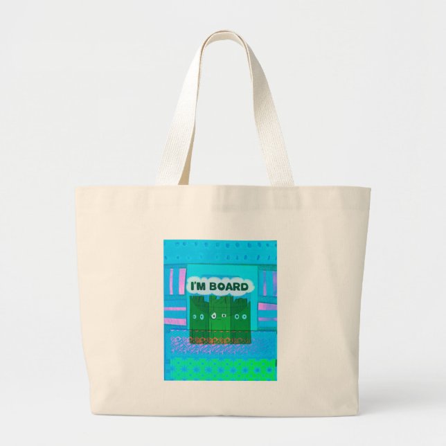 Grand Tote Bag Drôle Inspirational Graphic Je m'ennuie Texte Art (Devant)