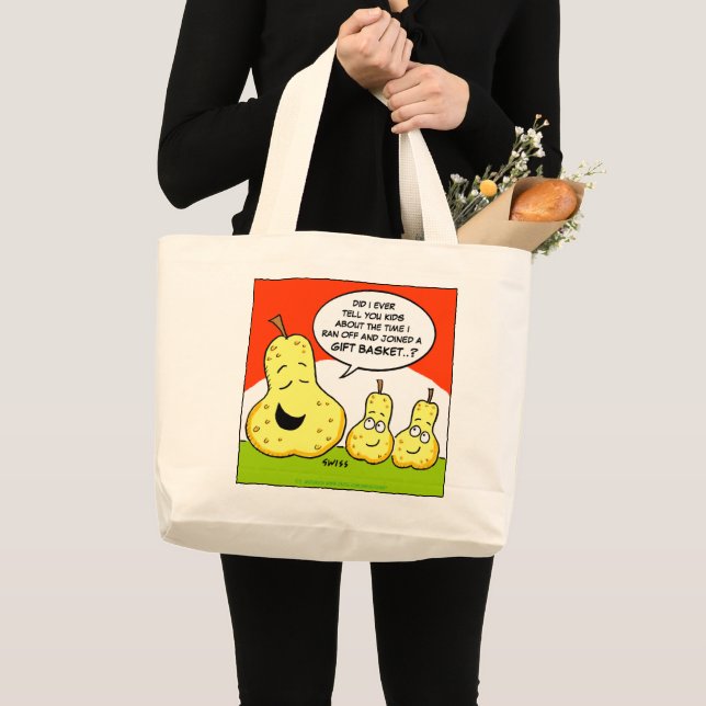 Grand Tote Bag Drôle Poires Cartoon Art Humoristique Fruit Panier (Devant (produit))