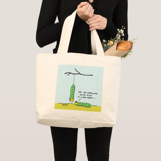 Grand Tote Bag Drôle Silkworm Caterpiliers Cartoon Art Amateurs (Devant (produit))