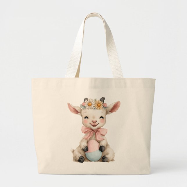 Grand Tote Bag Easter Goat With Easter Egg (Devant)