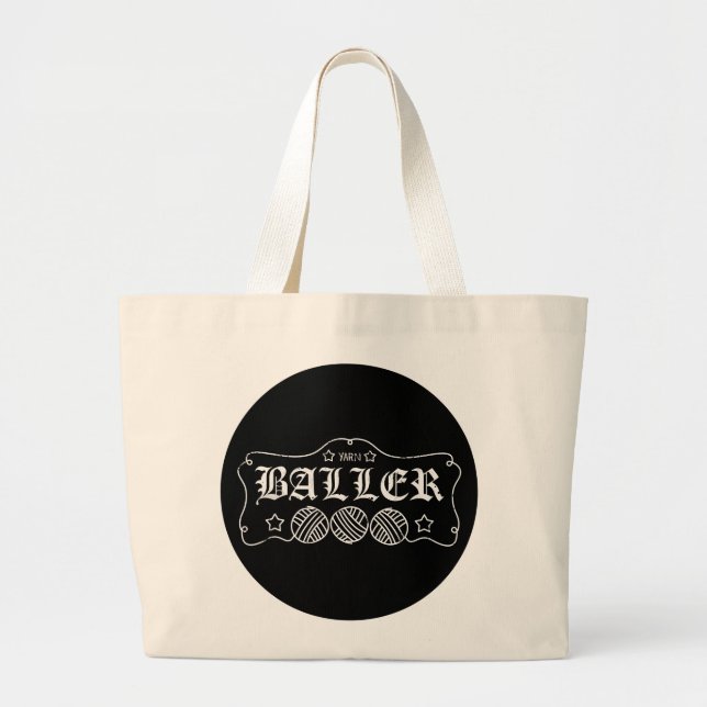 Grand Tote Bag écheveau drôle de boule de fil à tricoter d'humour (Devant)