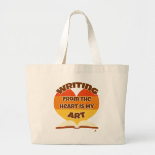 Grand Tote Bag Écrire du coeur est mon écrivain artistique amusan