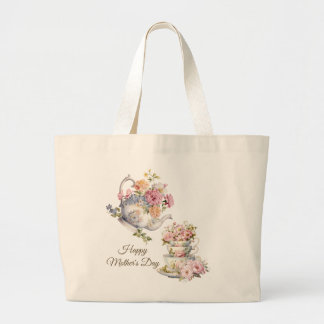 Grand Tote Bag Elegant Floral Tea Happy Mother's Day 