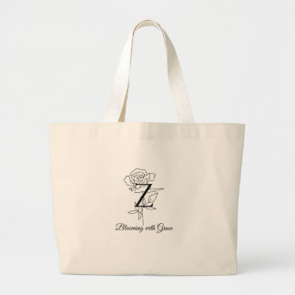 Grand Tote Bag Elegant Monogram Letter Z Rose Floral "Blooming wi