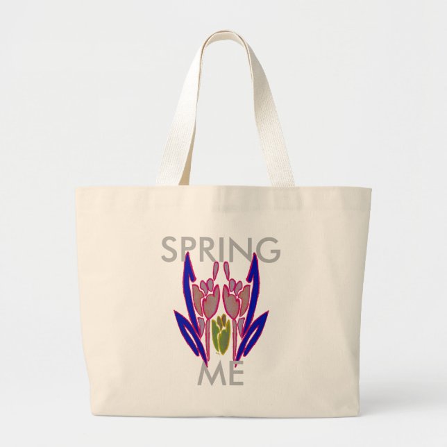 Grand Tote Bag Elégante aquarelle Rose Imprimer (Devant)