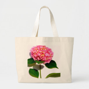 Grand Tote Bag Elégante hydrangée rose fleurie rose