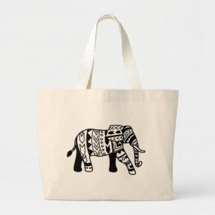 Grand Tote Bag Eléphant de la marche tribale