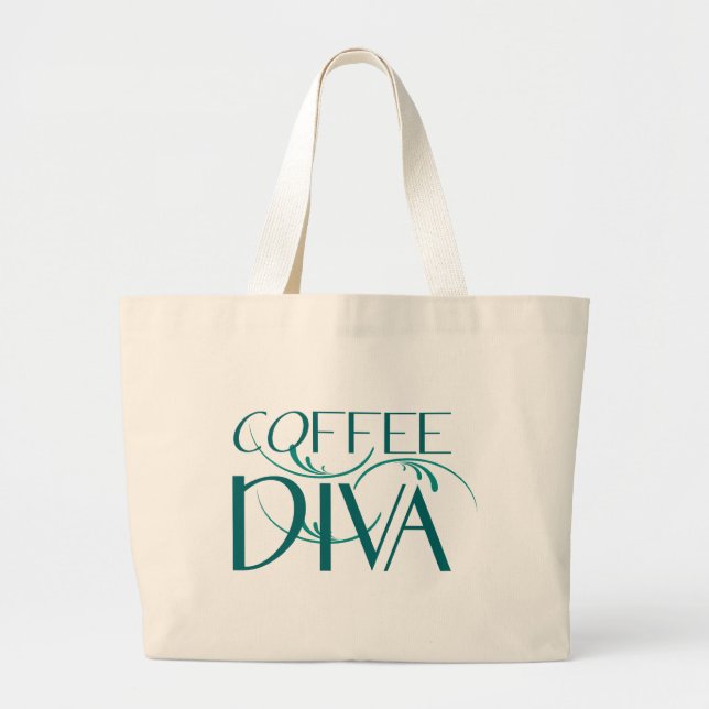 Grand Tote Bag Éléphant fourre-tout de diva de café (Devant)