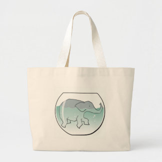 Grand Tote Bag Éléphant nageant autour dans la cuvette de poisson