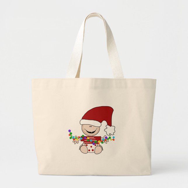 Grand Tote Bag Elfe bébé avec chemises lumineuses et cadeaux (Devant)