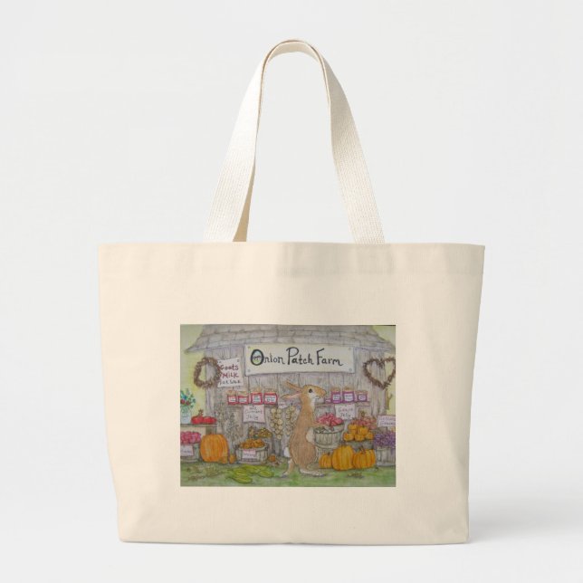 Grand Tote Bag Emballage d'épicerie de lapin (Devant)
