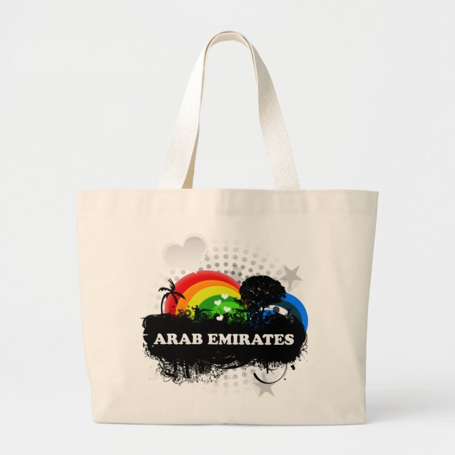 Grand Tote Bag Émirats arabes fruités mignons (Devant)