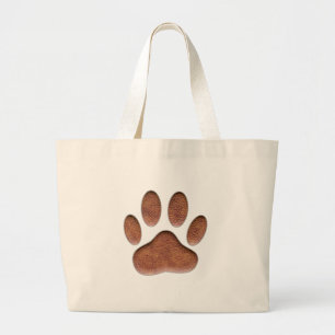 Grand Tote Bag Empreinte de patte de chien de Texture en cuir