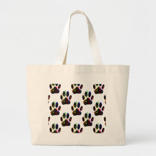Grand Tote Bag Empreintes de pattes Confetti Et Motif Party Strea