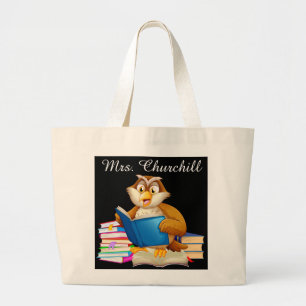 Grand Tote Bag Enseignant de la Chouette de lecture - SRF