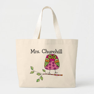 Grand Tote Bag Enseignant de la Chouette Lumineuse - SRF