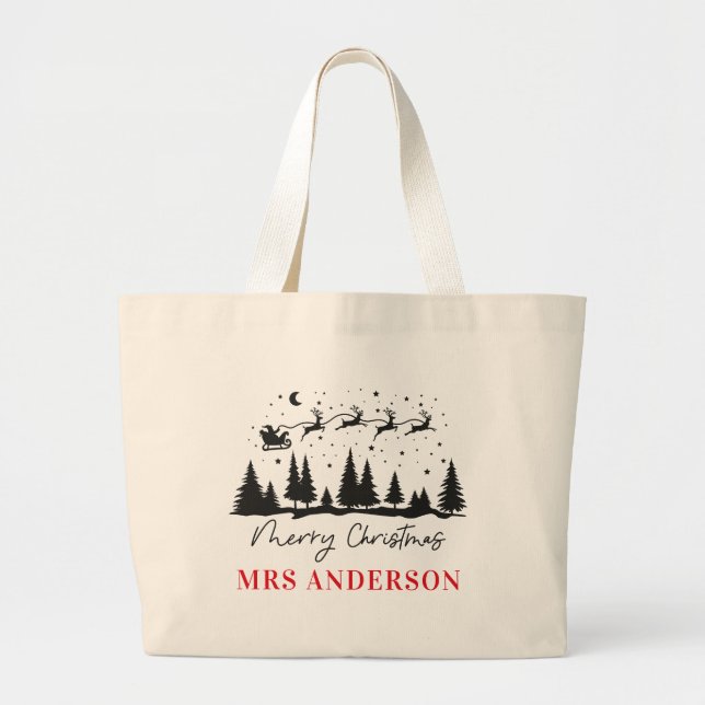 Grand Tote Bag Enseignant de traîneau à rennes traditionnel de No (Devant)