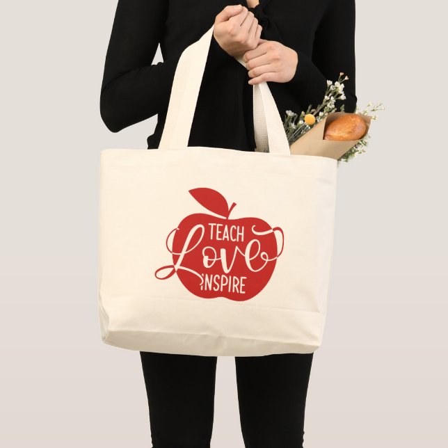 Grand Tote Bag Enseignez l'amour inspirent (Devant (produit))