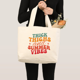Grand Tote Bag Épais cuisses & Vibes Été Épicerie de plage