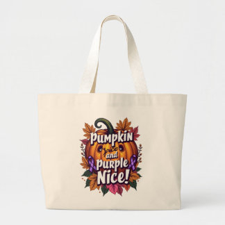 Grand Tote Bag Épices citrouilles et pourpre Nice : Funny Fall Aw