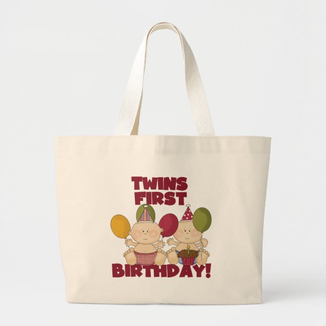 Grand Tote Bag Ęr anniversaire de jumeaux - T-shirts et cadeaux (Devant)