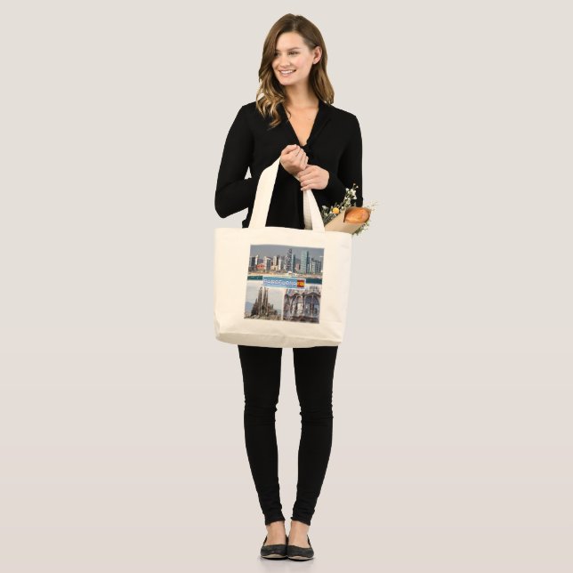 Grand Tote Bag ES Barcelona - Skyline - Skyline - Sagrada Familia (Devant (modèle))
