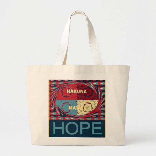Grand Tote Bag Espoir Pacifique : Un Design Calme Hakuna Matata (Devant)
