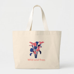 Grand Tote Bag esthétique botanique 'Sauvage et libre' 