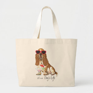 Grand Tote Bag Été Basset Hound