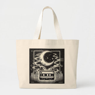 Grand Tote Bag Ethereal 90s Retro Poster Design - Noir et Blanc