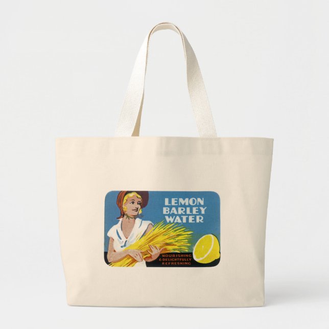 Grand Tote Bag Étiquette d'eau citron-orge (Devant)
