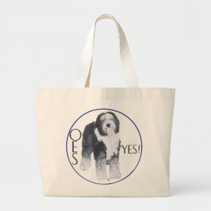 Grand Tote Bag Étude de tête de vieux chien de berger anglais