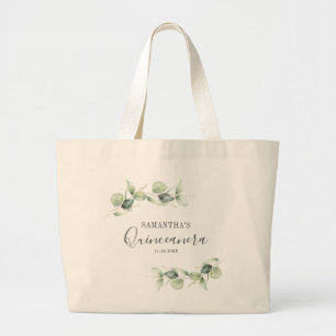 Grand Tote Bag Eucalyptus 15e anniversaire Quinceanera Keepsaké