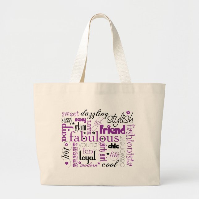 Grand Tote Bag Fabuleux Synonyme Noir pourpre (Devant)