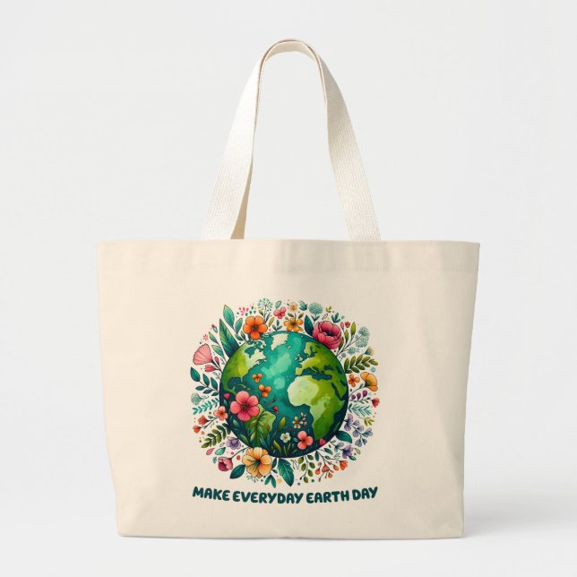 Grand Tote Bag Faire du Jour des terres Floral Planète quotidienn (Devant)