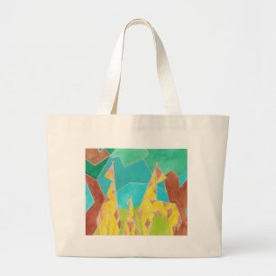 Grand Tote Bag Famille de girafes Art abstrait original