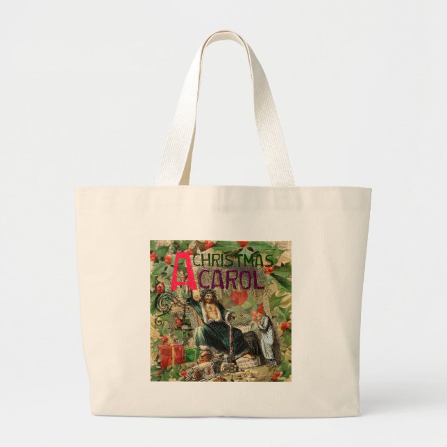 Grand Tote Bag Fantôme de Noël Illustration actuelle Scrooge (Devant)