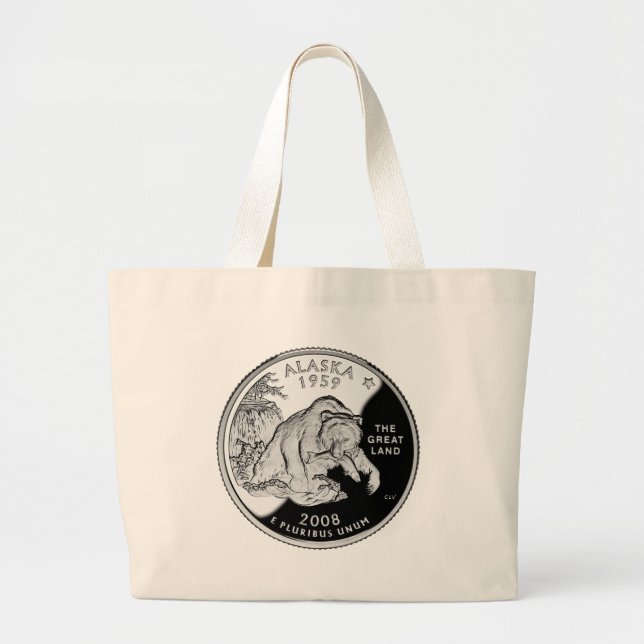 Grand Tote Bag Faux Alaska State Quarter The Great Land Grizzly (Devant)